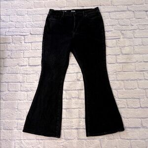a.n.a High Rise Flare Black Denim Flare Leg Jeans Plus Size 16